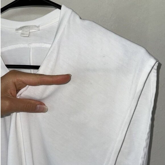 COS Women’s Top Tank Top Shirt White Cap Sleeve Tunic Long Asymmetrical Hem L - Picture 3 of 3